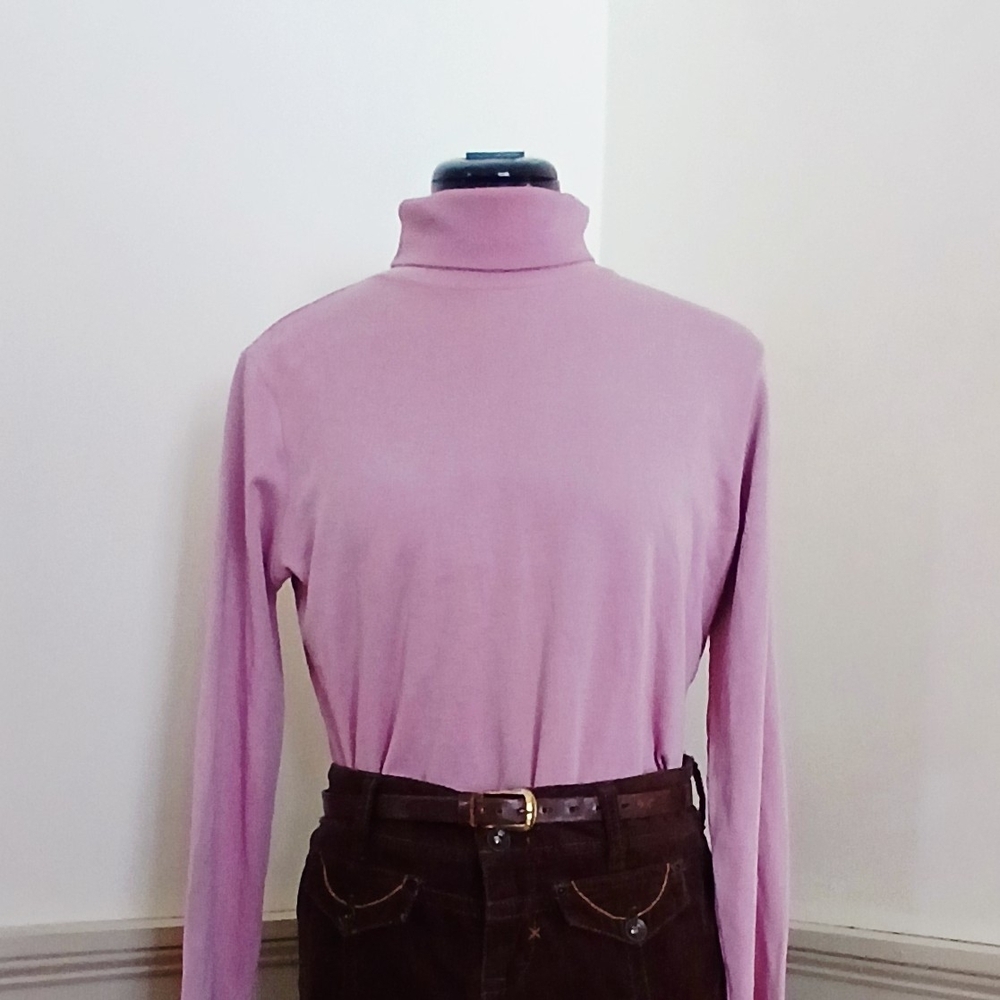 L.L. Bean Soft Light Pink Peruvian Cotton Turtleneck